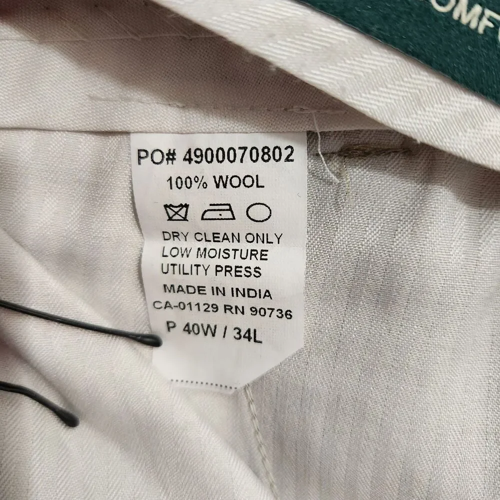 Lauren Ralph Lauren Men 40(41)X34 Tan Total Comfort Pleated Dress Pants